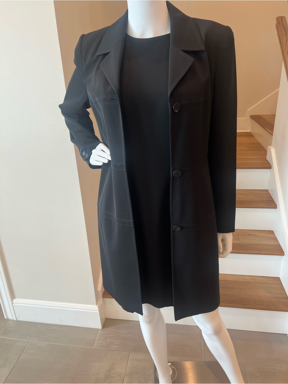 Black Knee- Length Coat and Matching Dress